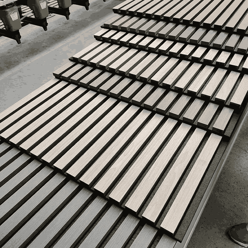 PET base board with 12mm wooden slat wall pane